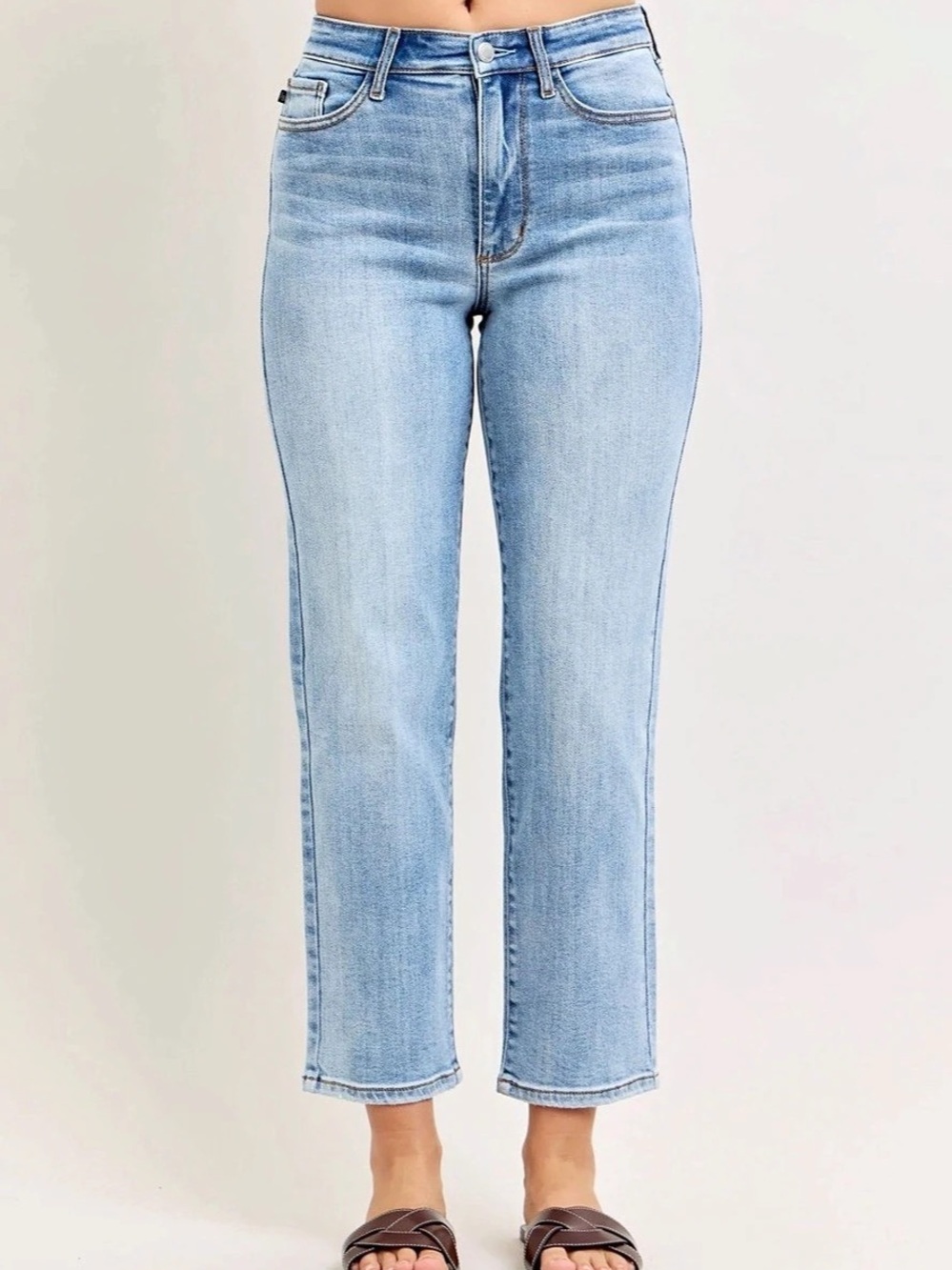 NWT Judy Blue Jeans Women Size 5/27 Light Wash High Waist Ankle Straight Denim